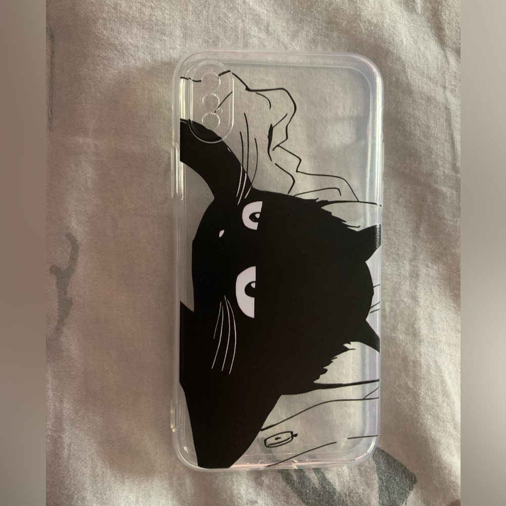 Transparent Phone case with black cat